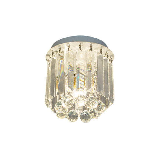 Clear Crystal Flush Mount Ceiling Light In White For Luxurious Foyer Décor