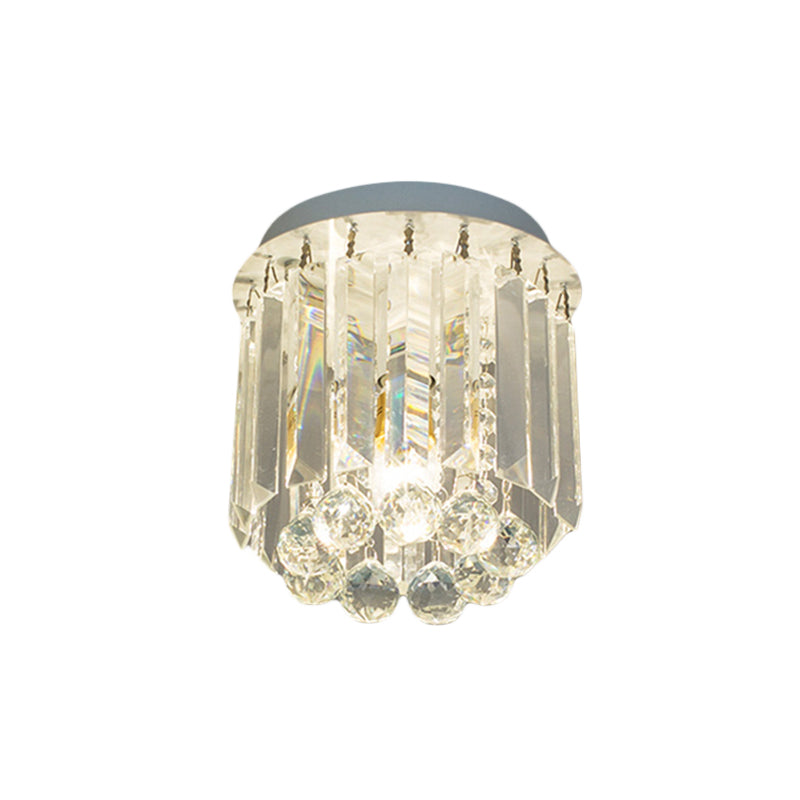 Clear Crystal Flush Mount Ceiling Light In White For Luxurious Foyer Décor