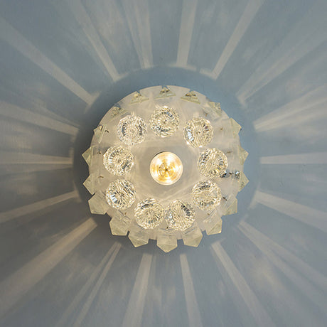 Clear Crystal Flush Mount Ceiling Light In White For Luxurious Foyer Décor