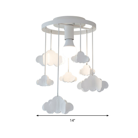 Floating Cloud Ceiling Mount Light - White Metallic Lamp For Baby Room