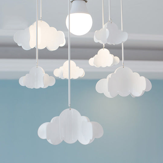 Floating Cloud Ceiling Mount Light - White Metallic Lamp For Baby Room