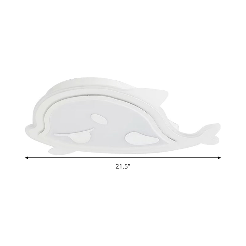 Naughty Dolphin Acrylic Led Flush Mount Light - Perfect For Girls Bedroom