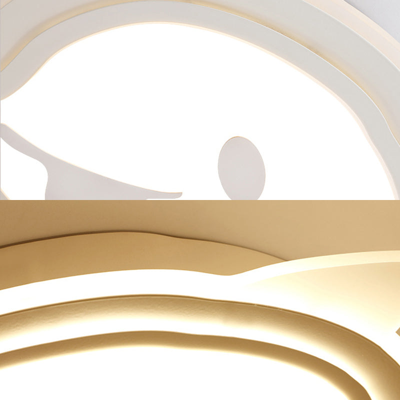 Naughty Dolphin’ Acrylic Led Flush Mount Light - Perfect For Girls’ Bedroom