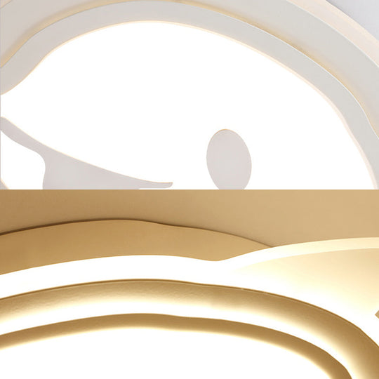 Naughty Dolphin’ Acrylic Led Flush Mount Light - Perfect For Girls’ Bedroom