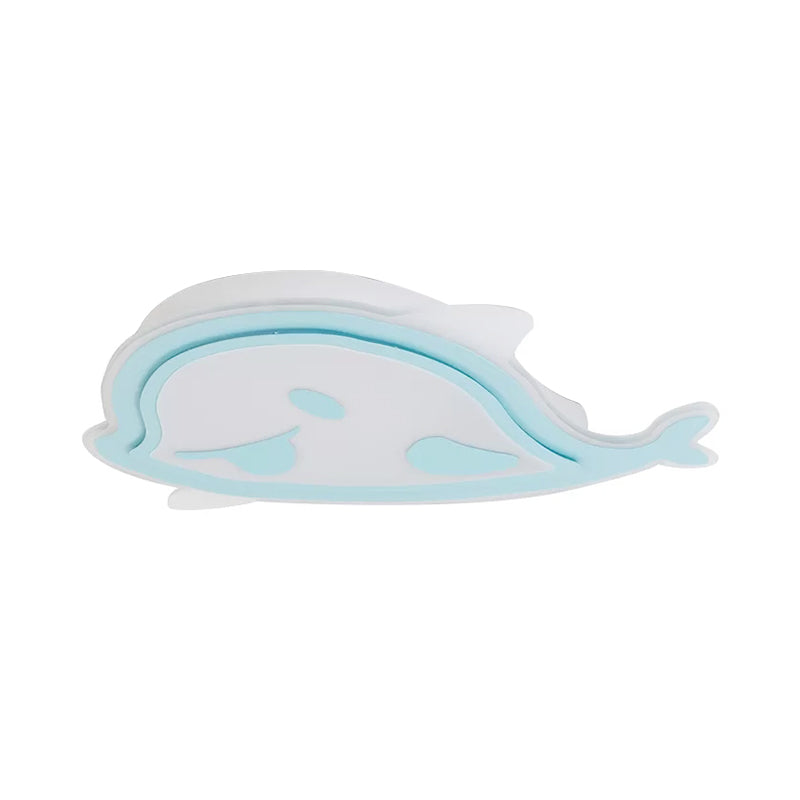 Naughty Dolphin’ Acrylic Led Flush Mount Light - Perfect For Girls’ Bedroom