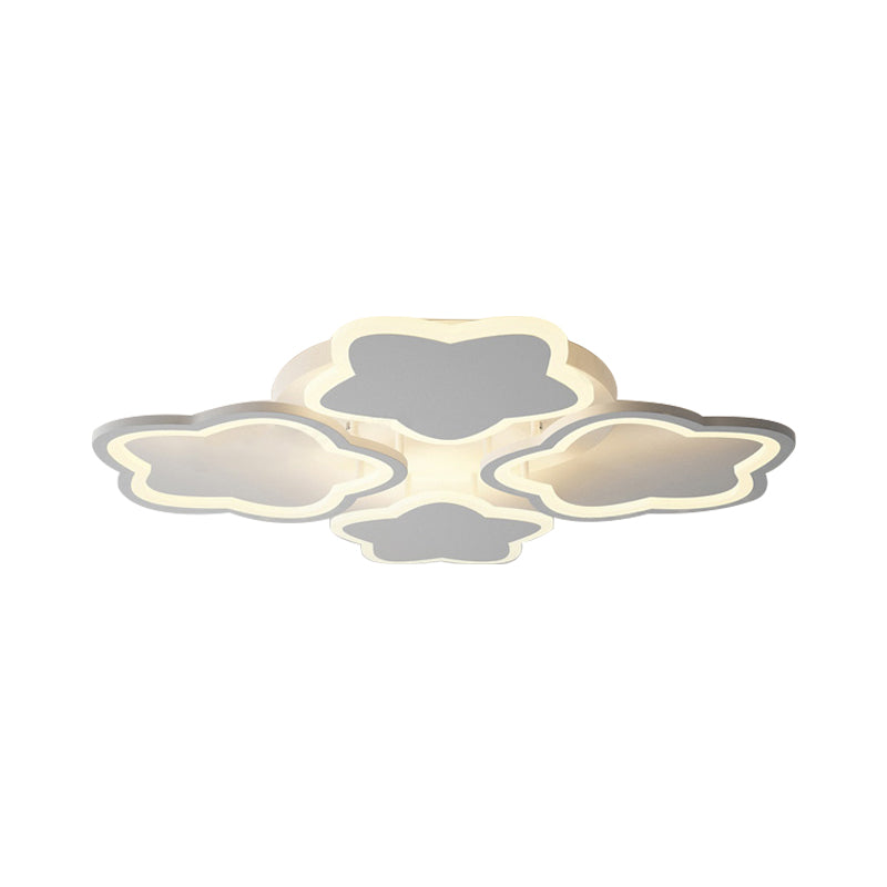 White Flushmount Led Ceiling Lamp - Delightful 4 - Blossom Light Fixture For Baby Girls Bedroom