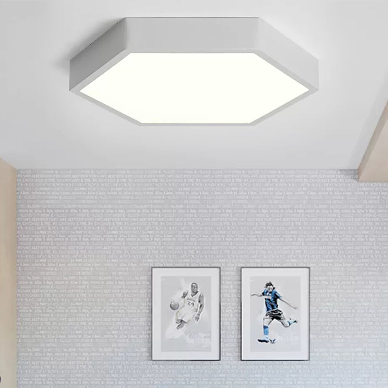 Nordic Hexagon Led Ceiling Light - Stylish Monochrome Flush Mount For Porch White