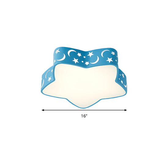 Kids’ Etched Star Led Ceiling Light With Animated Design