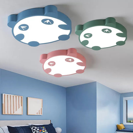 Panda Flush Mount Led Ceiling Lamp For Kindergarten With Acrylic Circle Design