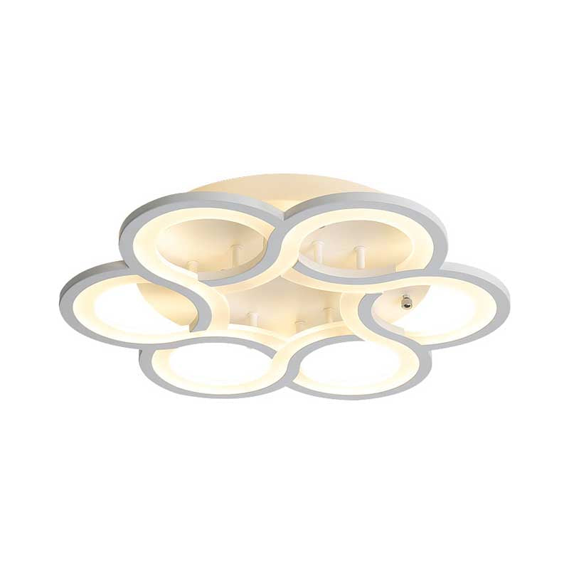 Modern Stylish White Acrylic Led Ceiling Fixture For Hotels - Petal Semi Mount Light