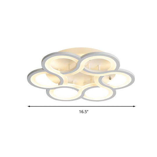 Modern Stylish White Acrylic Led Ceiling Fixture For Hotels - Petal Semi Mount Light