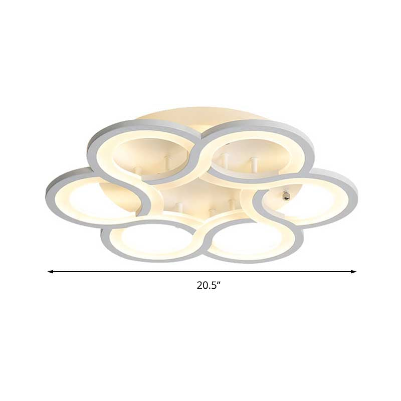 Modern Stylish White Acrylic Led Ceiling Fixture For Hotels - Petal Semi Mount Light