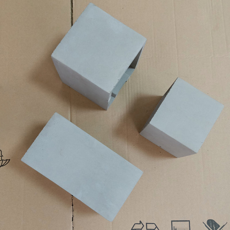 Grey Flush Mount Wall Light Nordic 1 Head - Cube/Cuboid Cement Up & Down Sconce For Stairs 4/5/7