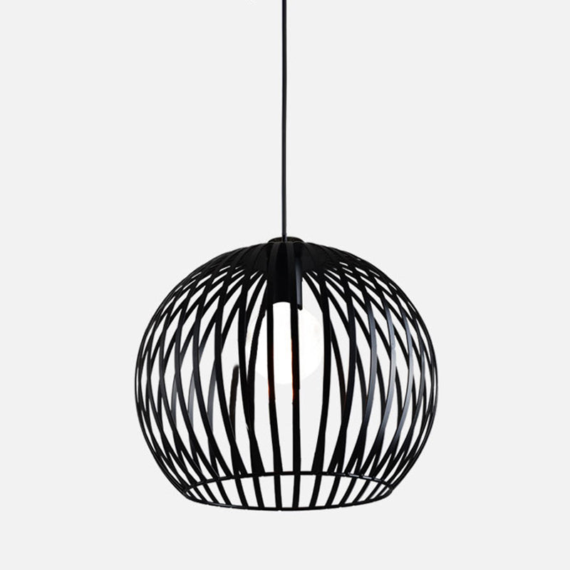 Rustic 1-Light Iron Ceiling Pendant Lamp In Black - Cone/Oval/Globe Suspended Lighting For Dining