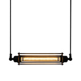 Industrial Iron 1-Light Black Pendant - Tube Kitchen Bar Suspension Light Fixture