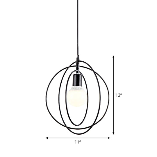 Metal Hanging Lamp: Round/Star Loft Style Ceiling Pendant Light In Black