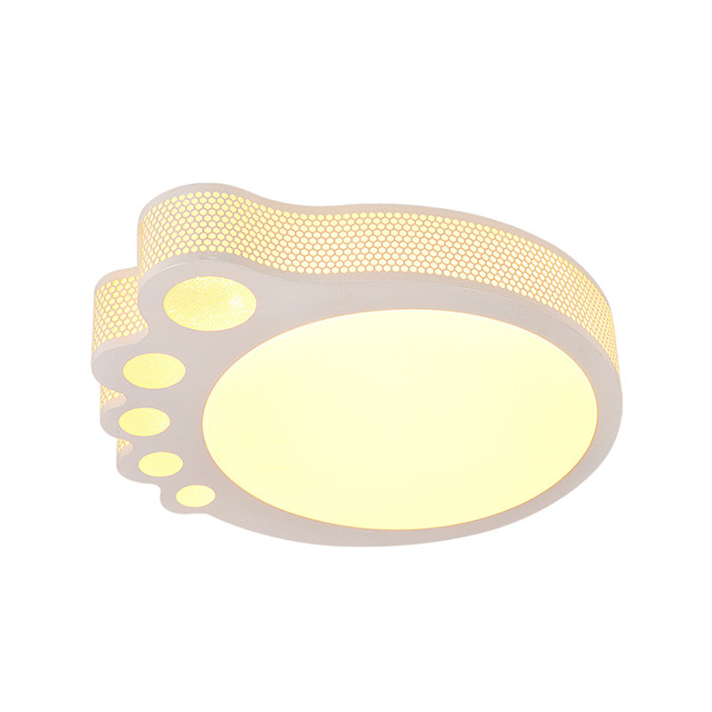 Kid’s Cartoon Ceiling Light - White Acrylic Flush Mount Foot Shaped Design