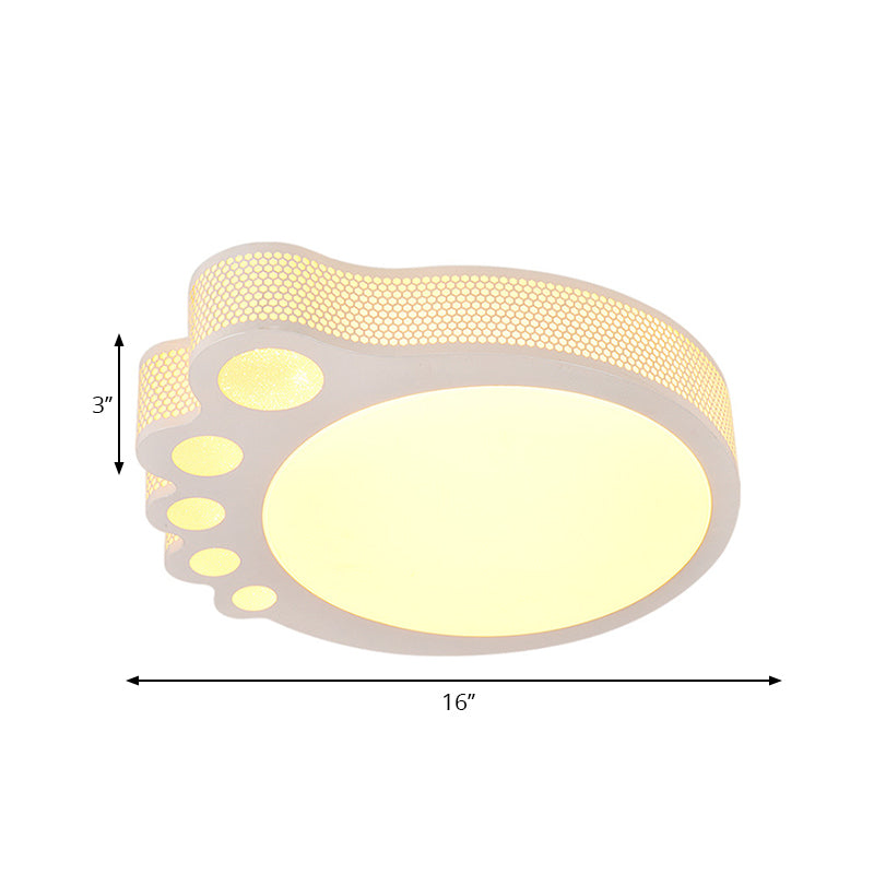 Kid’s Cartoon Ceiling Light - White Acrylic Flush Mount Foot Shaped Design