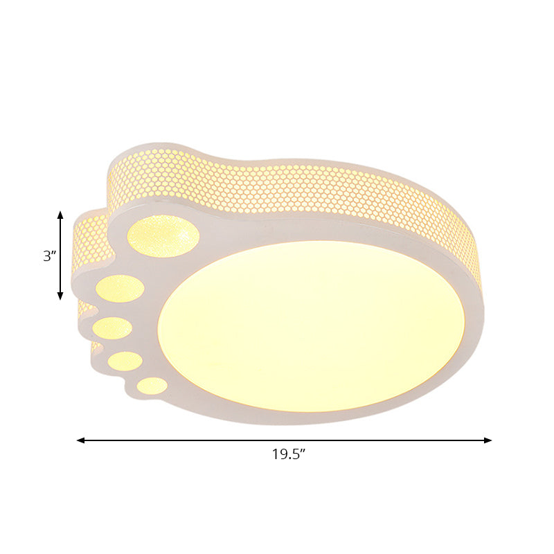 Kid’s Cartoon Ceiling Light - White Acrylic Flush Mount Foot Shaped Design