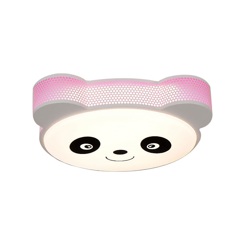Kids’ Cartoon Panda Flush Mount Ceiling Light - Acrylic Fixture For Kindergarten
