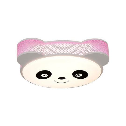 Kids’ Cartoon Panda Flush Mount Ceiling Light - Acrylic Fixture For Kindergarten