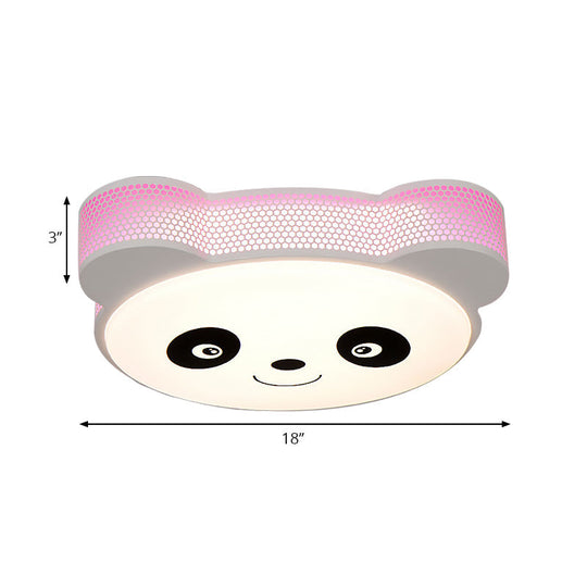 Kids’ Cartoon Panda Flush Mount Ceiling Light - Acrylic Fixture For Kindergarten