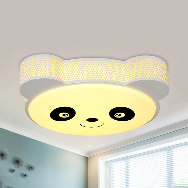 Kids’ Cartoon Panda Flush Mount Ceiling Light - Acrylic Fixture For Kindergarten