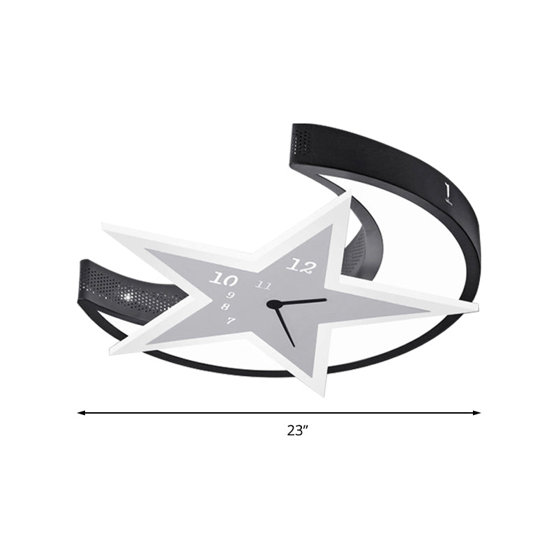 Kids Bedroom Flushmount Ceiling Lamp With Star And Moon Cartoon Leds