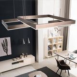 Contemporary Brown Aluminum Suspension Light: Led Hanging Chandelier In Warm/White Light Small/Large