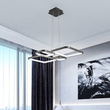 Sleek Brown 4/5 Tiered Led Chandelier With Acrylic Square Design In Warm/White Light / 4 Tiers Warm