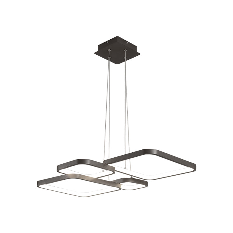 Sleek Brown 4/5 Tiered Led Chandelier With Acrylic Square Design In Warm/White Light