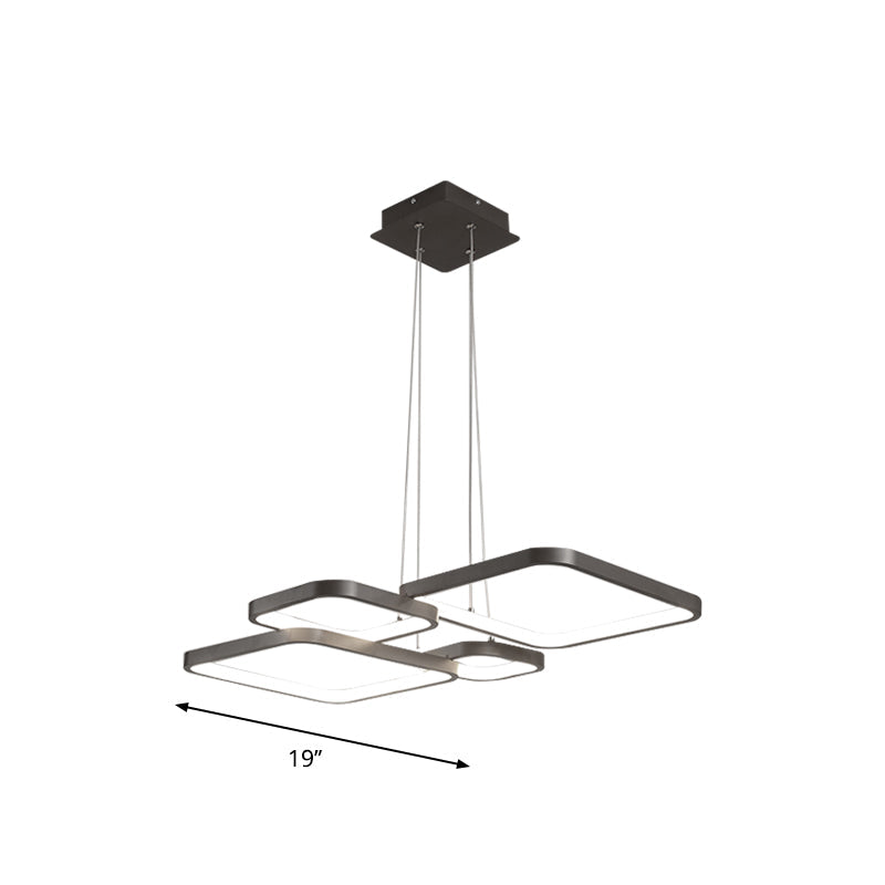 Modern Brown 4/5 Tiered Chandelier With Square Acrylic Led Pendant - Warm/White Lighting