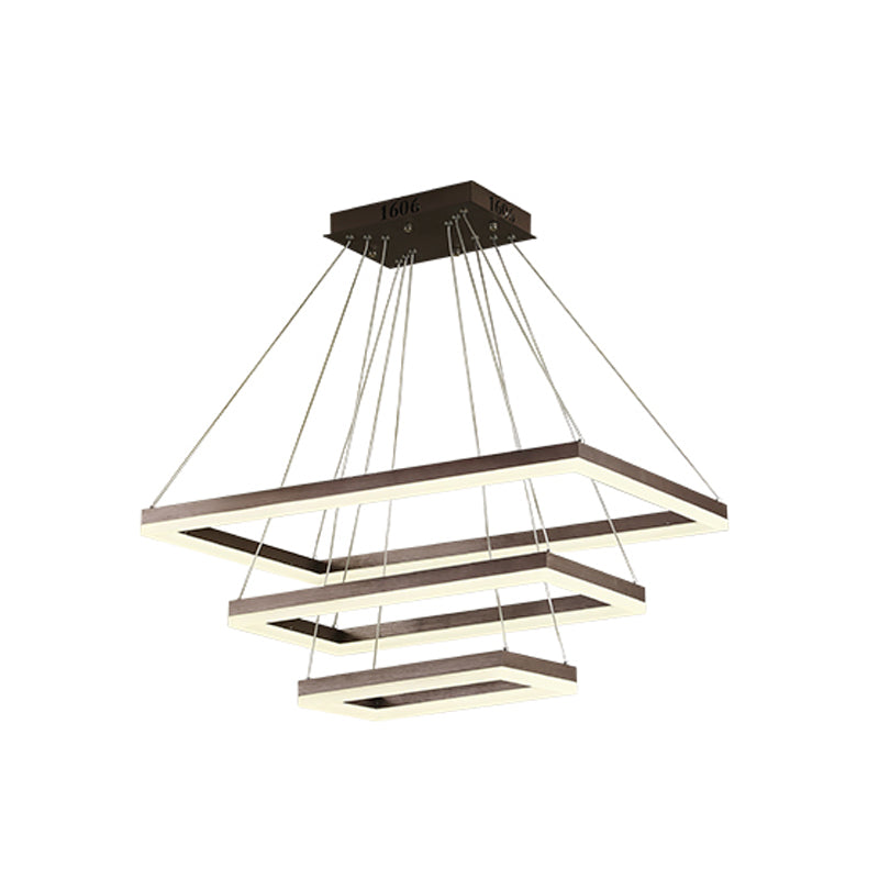 Contemporary Rectangular Acrylic Coffee Led Chandelier - 3/4/5 Tiers Hanging Pendant Lamp