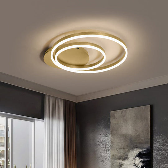 Round Acrylic Flush Ceiling Light - Coffee/Gold Led Flush-Mount Fixture Small/Medium/Large Gold /