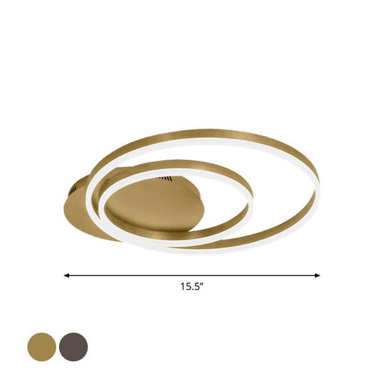 Round Acrylic Flush Ceiling Light - Coffee/Gold Led Flush-Mount Fixture Small/Medium/Large