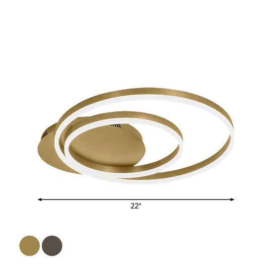 Round Acrylic Flush Ceiling Light - Coffee/Gold Led Flush-Mount Fixture Small/Medium/Large