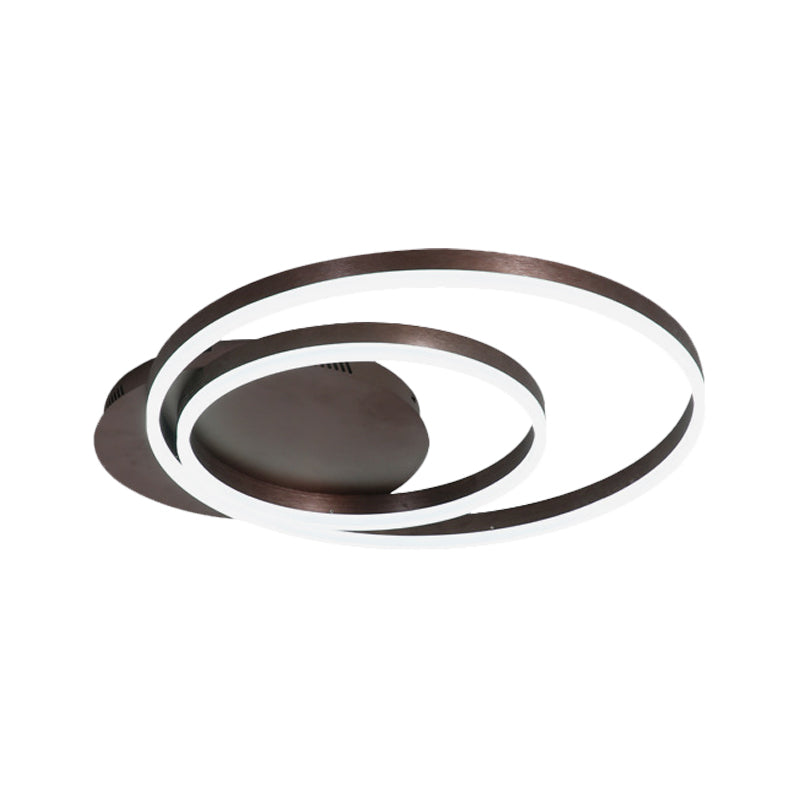 Round Acrylic Flush Ceiling Light - Coffee/Gold Led Flush-Mount Fixture Small/Medium/Large