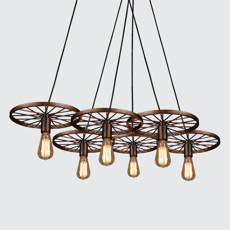 Iron Rustic Chandelier With 3/6 Hanging Lamps For Dining Room Suspension