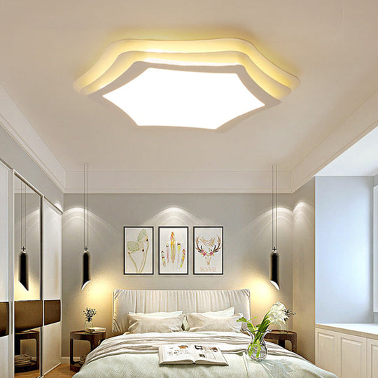 Contemporary White Acrylic Led Flush Ceiling Light For Study Room / 18