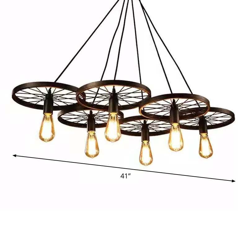 Rustic Black Iron Chandelier With 3/6 Bulbs For Living Room Ceiling Lighting