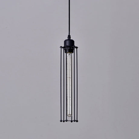 Iron Tube Pendant Light - Industrial 1-Light Down Lighting Fixture For Restaurants/Ceiling Black