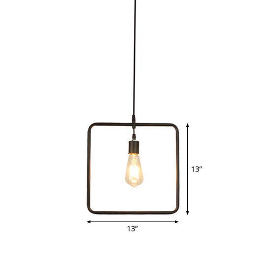 Modern Black Pendant Light Fixture With Iron Flower/Square/Round Frame - Ceiling Lamp Over Table