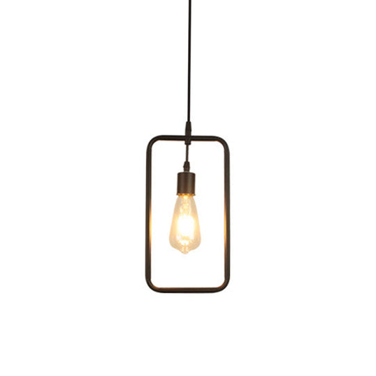 Modern Black Pendant Light Fixture With Iron Flower/Square/Round Frame - Ceiling Lamp Over Table