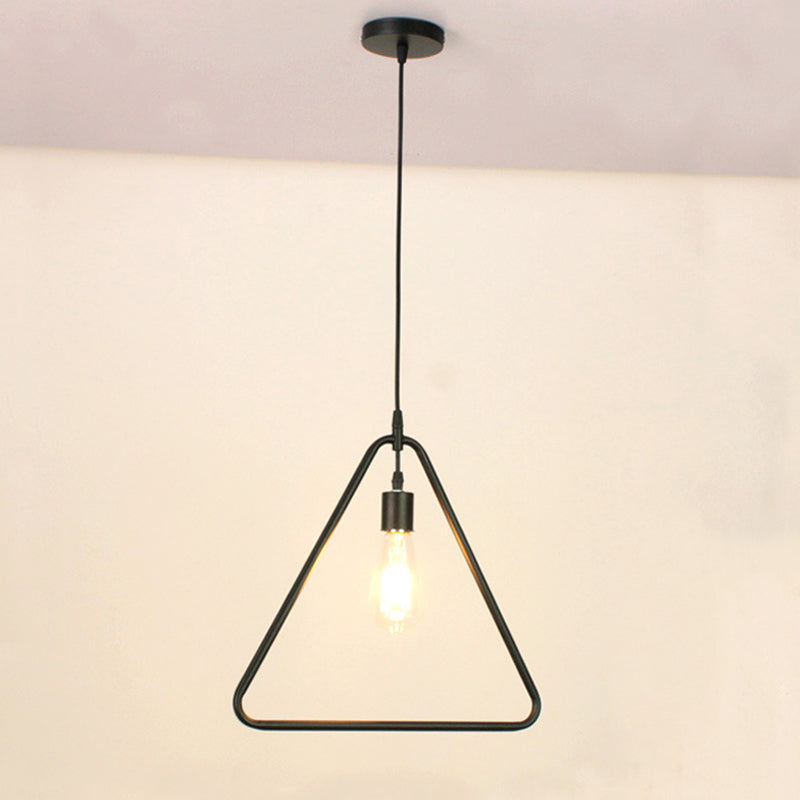 Modern Black Pendant Light Fixture With Iron Flower/Square/Round Frame - Ceiling Lamp Over Table /