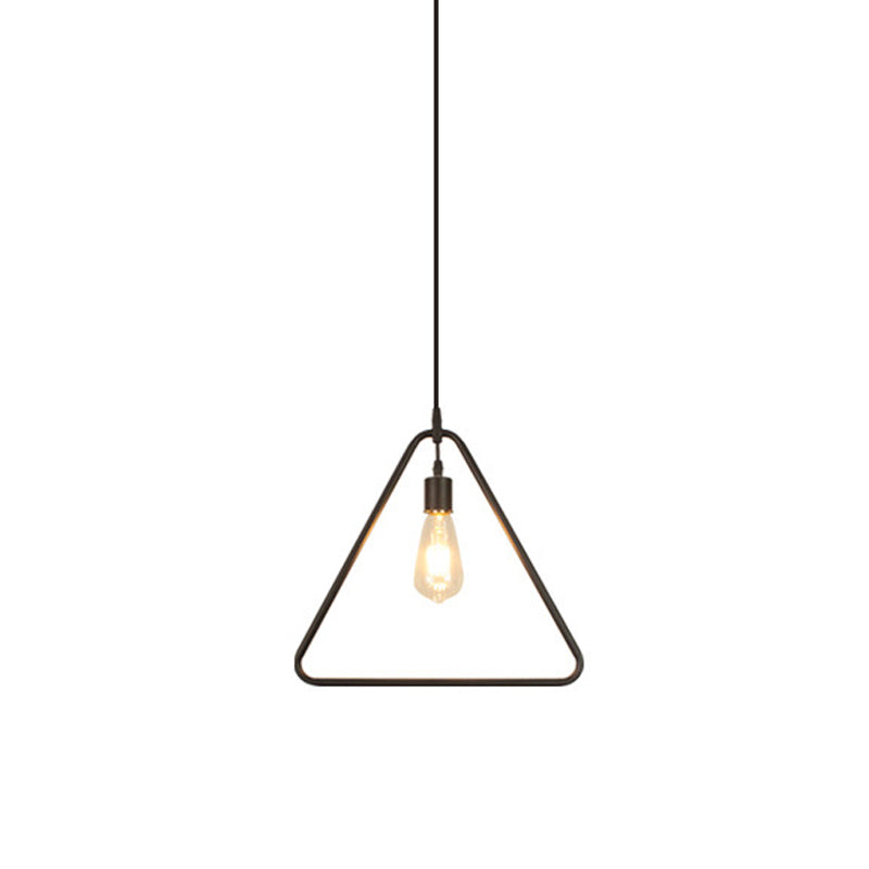 Modern Black Pendant Light Fixture With Iron Flower/Square/Round Frame - Ceiling Lamp Over Table