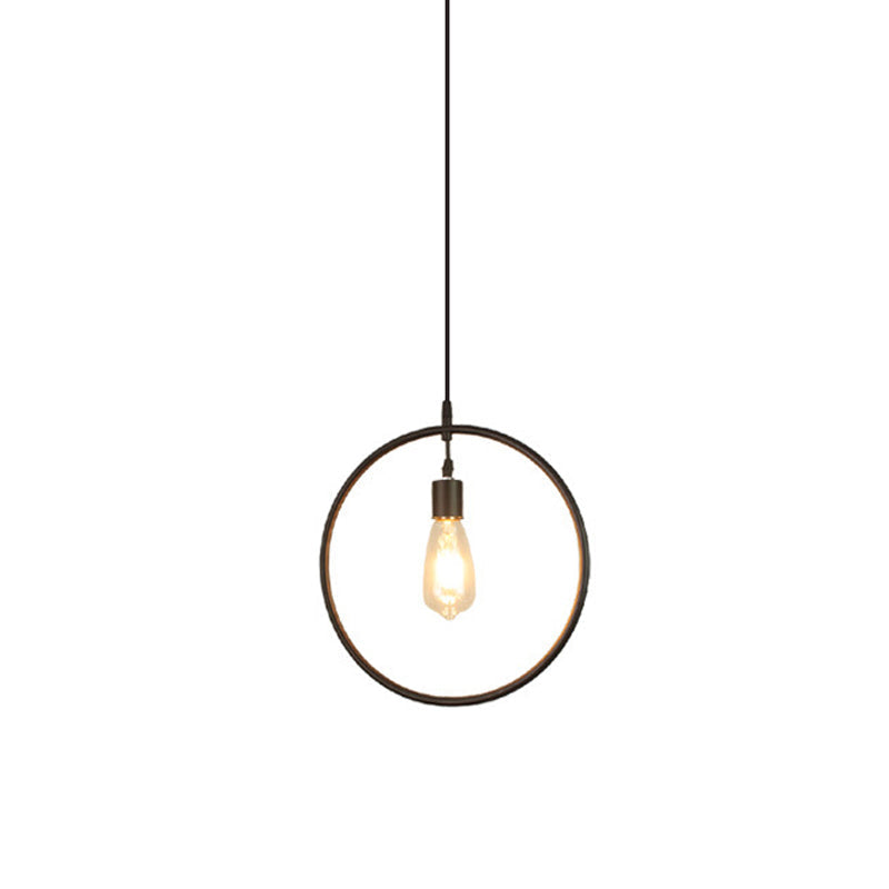 Modern Black Pendant Light Fixture With Iron Flower/Square/Round Frame - Ceiling Lamp Over Table