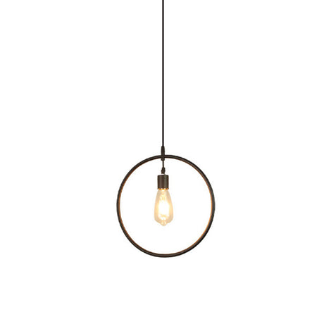 Modern Black Iron Pendant Light Fixture With Flower/Square/Round Frame - Perfect For Over Table
