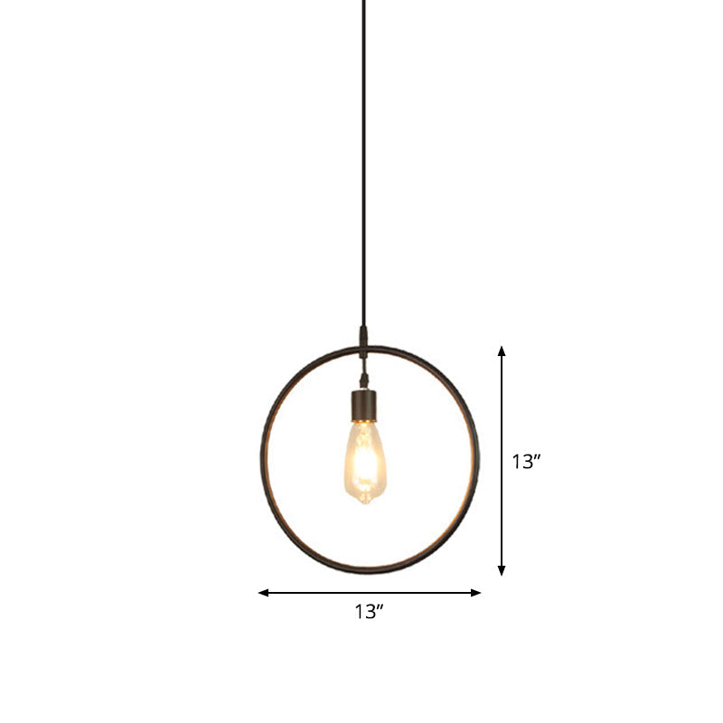 Modern Black Pendant Light Fixture With Iron Flower/Square/Round Frame - Ceiling Lamp Over Table