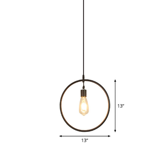 Modern Black Pendant Light Fixture With Iron Flower/Square/Round Frame - Ceiling Lamp Over Table