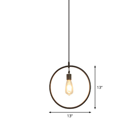 Modern Black Iron Pendant Light Fixture With Flower/Square/Round Frame - Perfect For Over Table